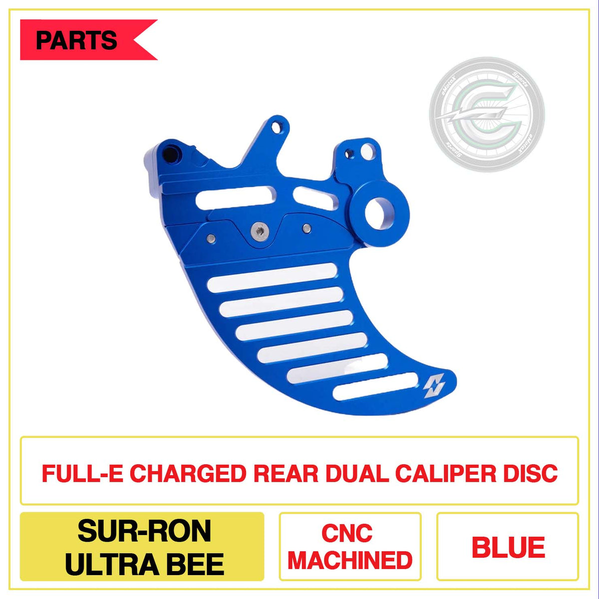Full-E Charged Rear Dual Caliper Disc Sur-Ron Ultra Bee CNC Machined Multi Colour Blue | eMotoX Sports