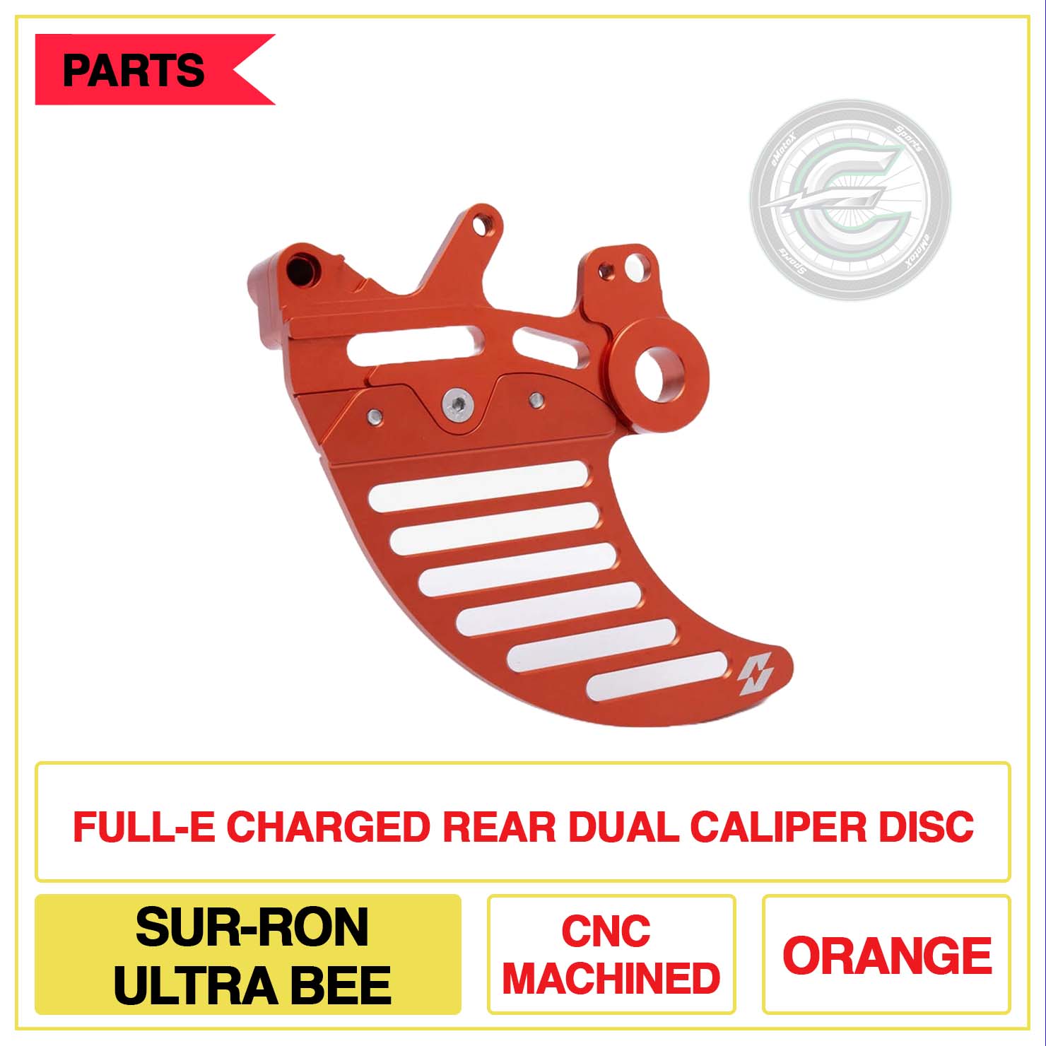 Full-E Charged Rear Dual Caliper Disc Sur-Ron Ultra Bee CNC Machined Multi Colour Orange | eMotoX Sports