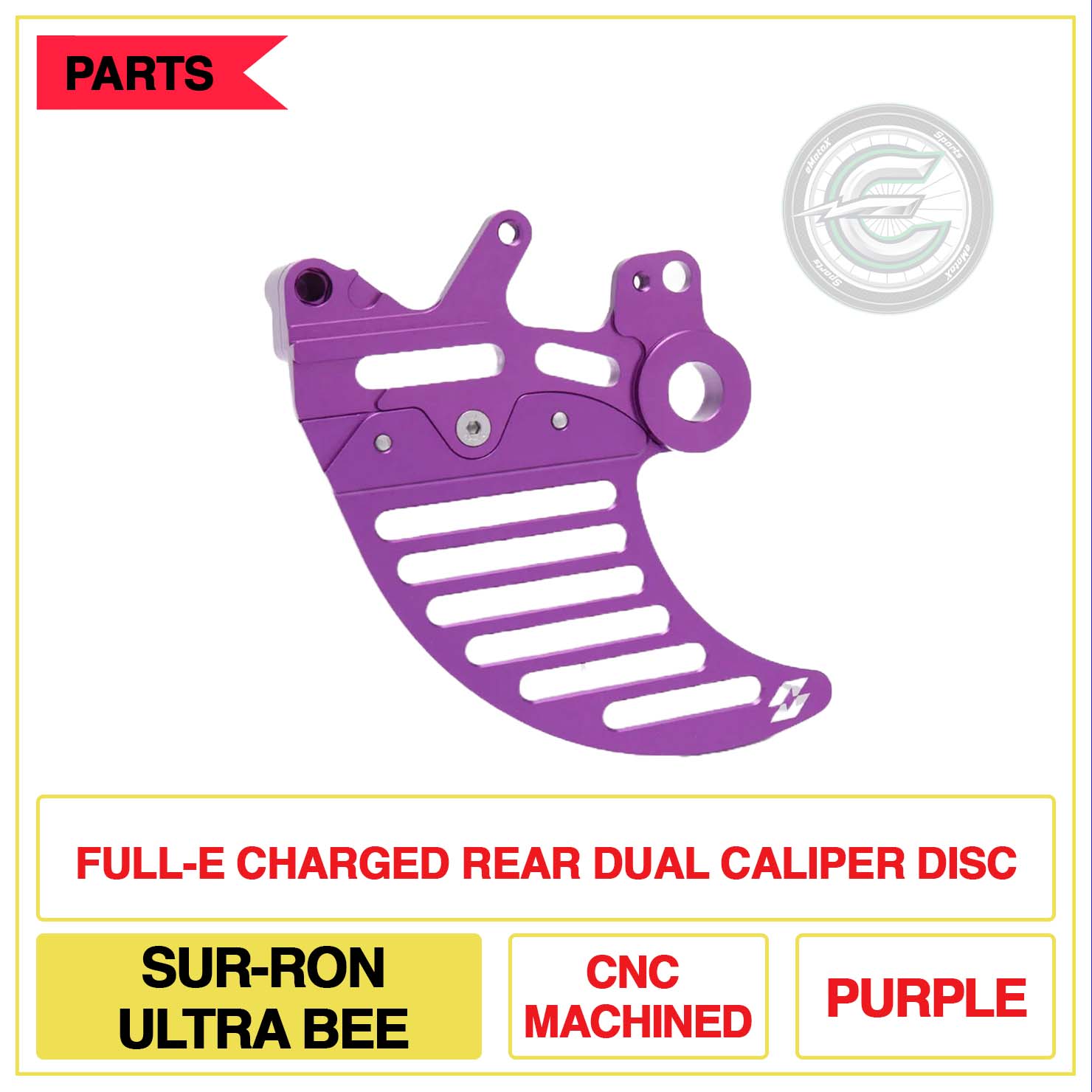Full-E Charged Rear Dual Caliper Disc Sur-Ron Ultra Bee CNC Machined Multi Colour Purple | eMotoX Sports