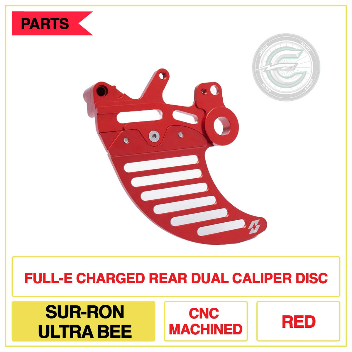 Full-E Charged Rear Dual Caliper Disc Sur-Ron Ultra Bee CNC Machined Multi Colour Red | eMotoX Sports