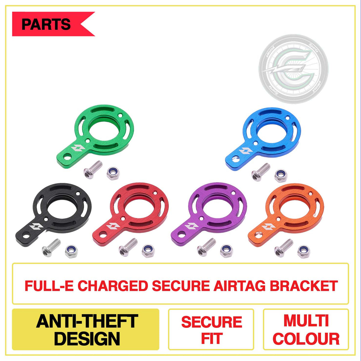 Full-E Charged Secure Airtag Bracket Anti-Theft Design Secure Fit Multi Colour | eMotoX Sports