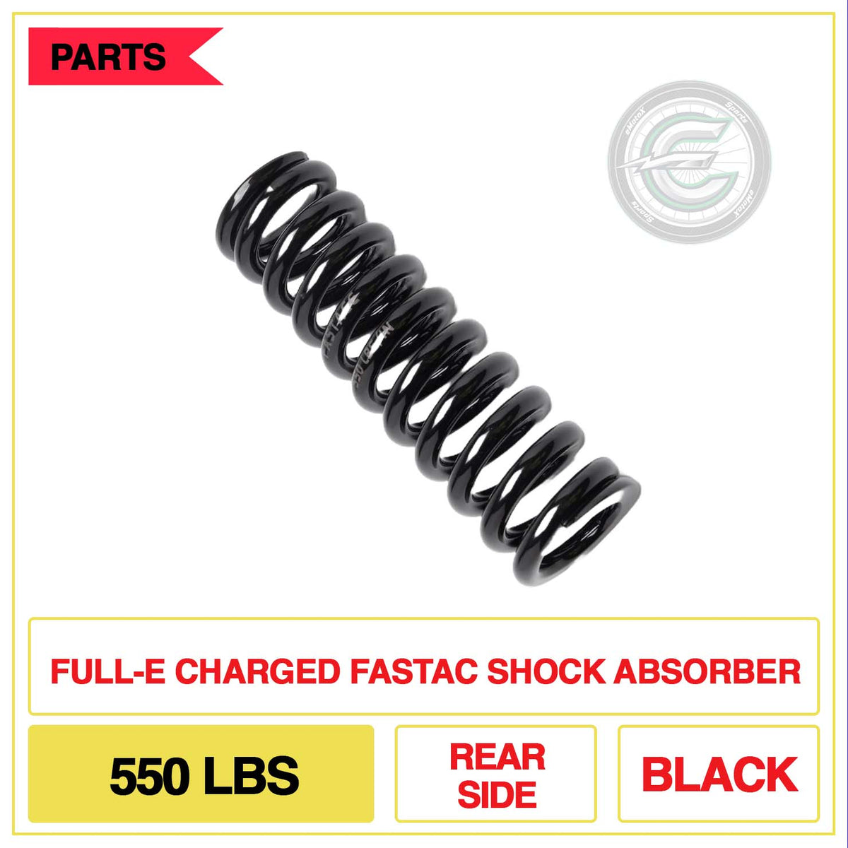 Full-E Charged Fastac Shock Absorber 550 LBS Rear Side Black | eMotoX Sports