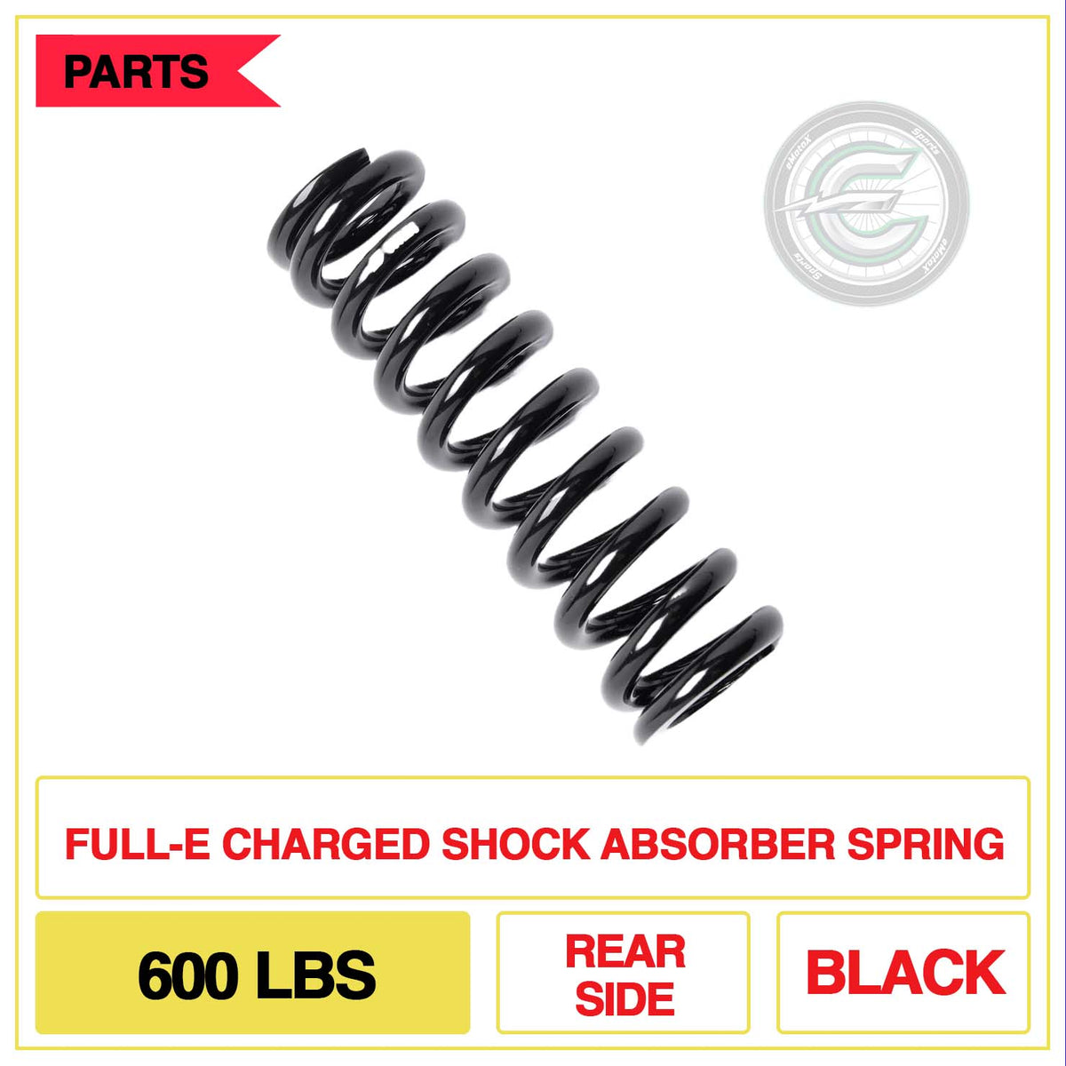 Full-E Charged Shock Absorber Spring 600lbs Rear Side Multi Colour Black | eMotoX Sports