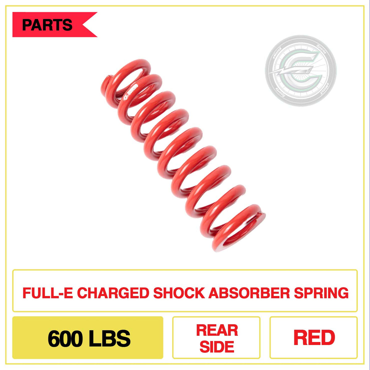 Full-E Charged Shock Absorber Spring 600lbs Rear Side Multi Colour Red | eMotoX Sports
