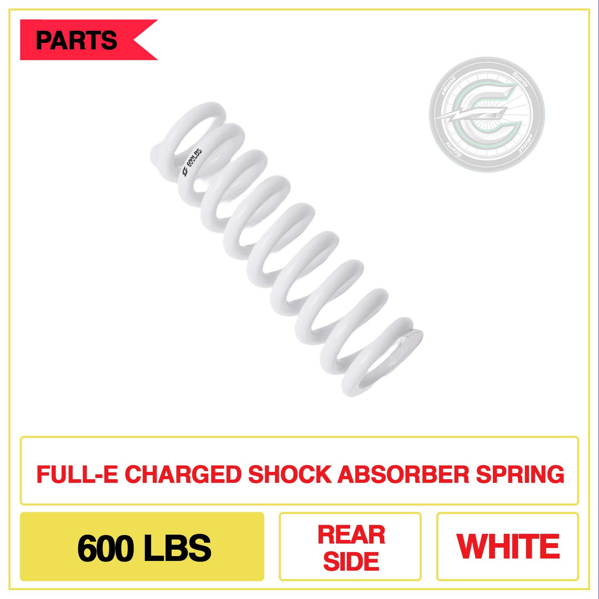 Full-E Charged Shock Absorber Spring 600lbs Rear Side Multi Colour White | eMotoX Sports