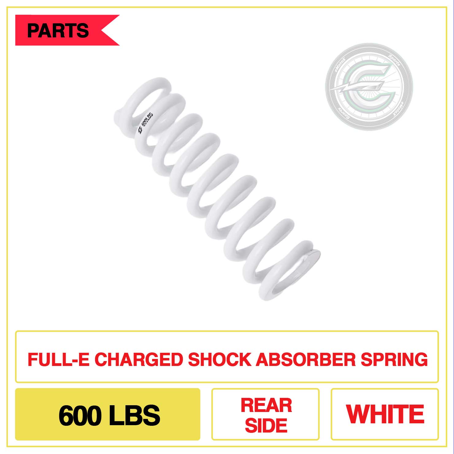 Full-E Charged Shock Absorber Spring 600lbs Rear Side Multi Colour White | eMotoX Sports