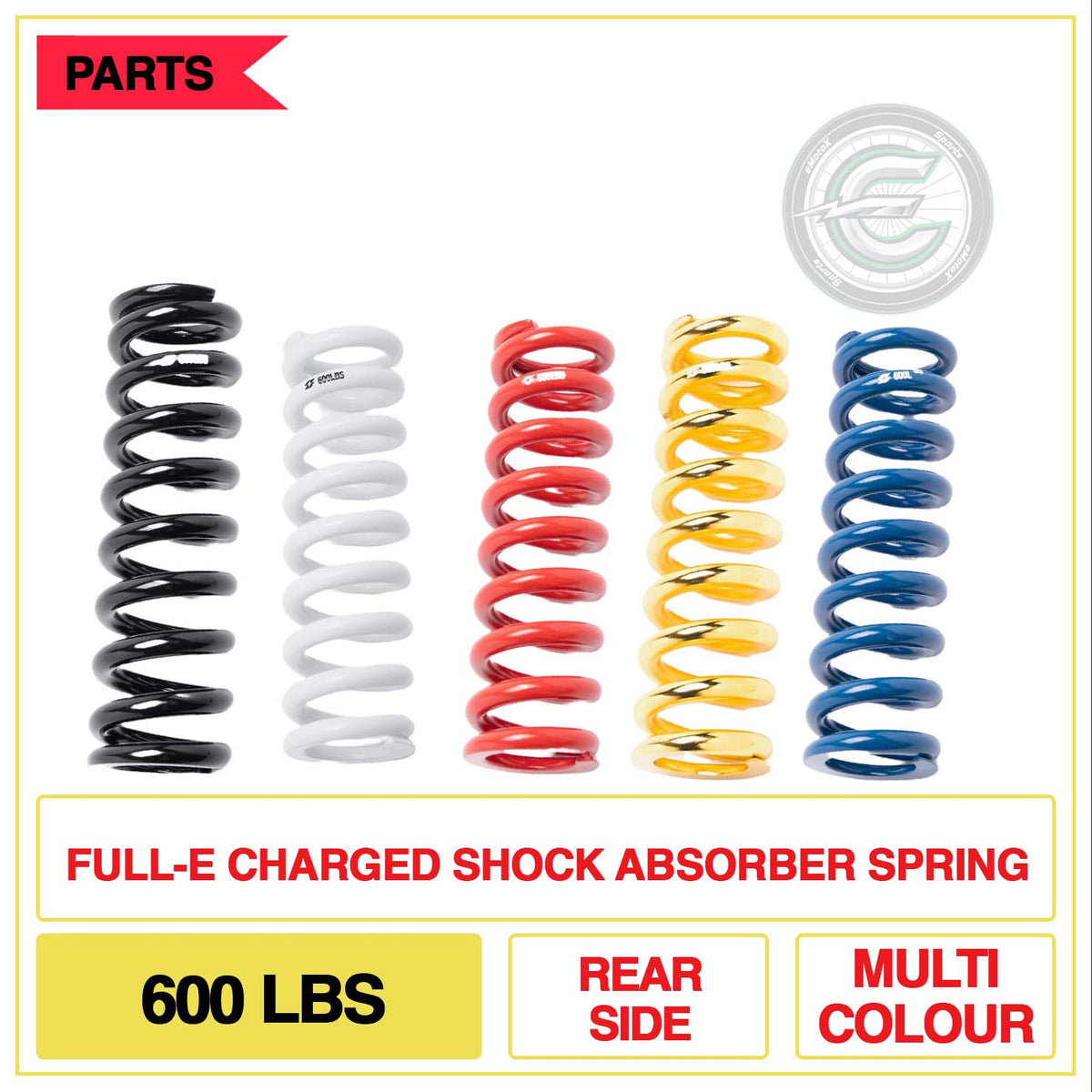 Full-E Charged Shock Absorber Spring 600lbs Rear Side Multi Colour | eMotoX Sports