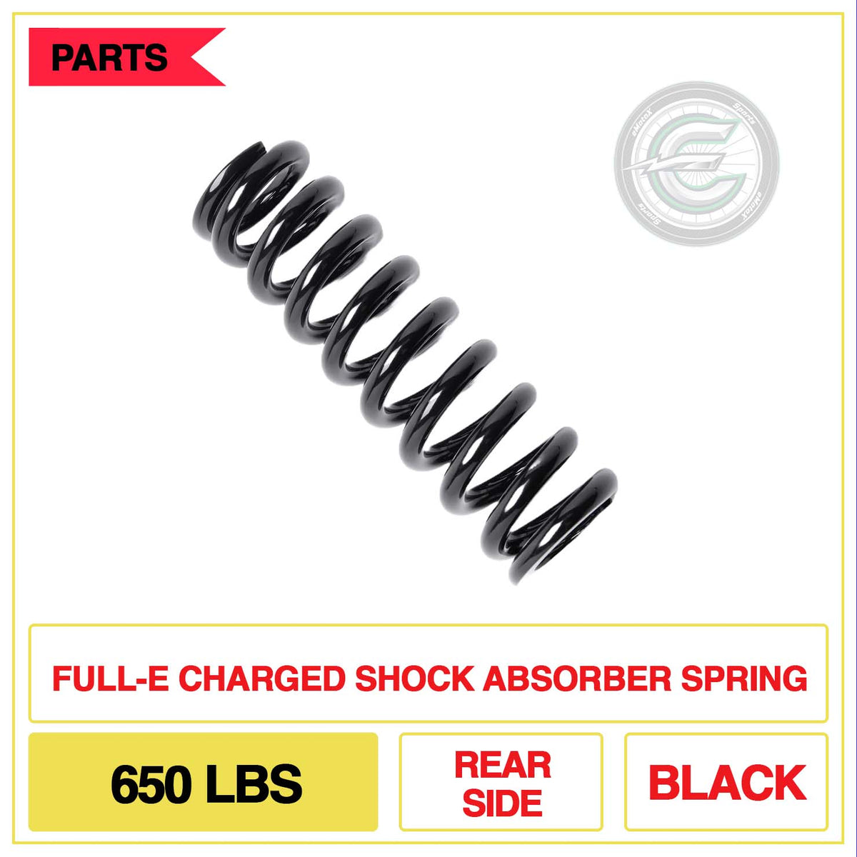 Full-E Charged Shock Absorber Spring 650lbs Rear Side Black | eMotoX Sports