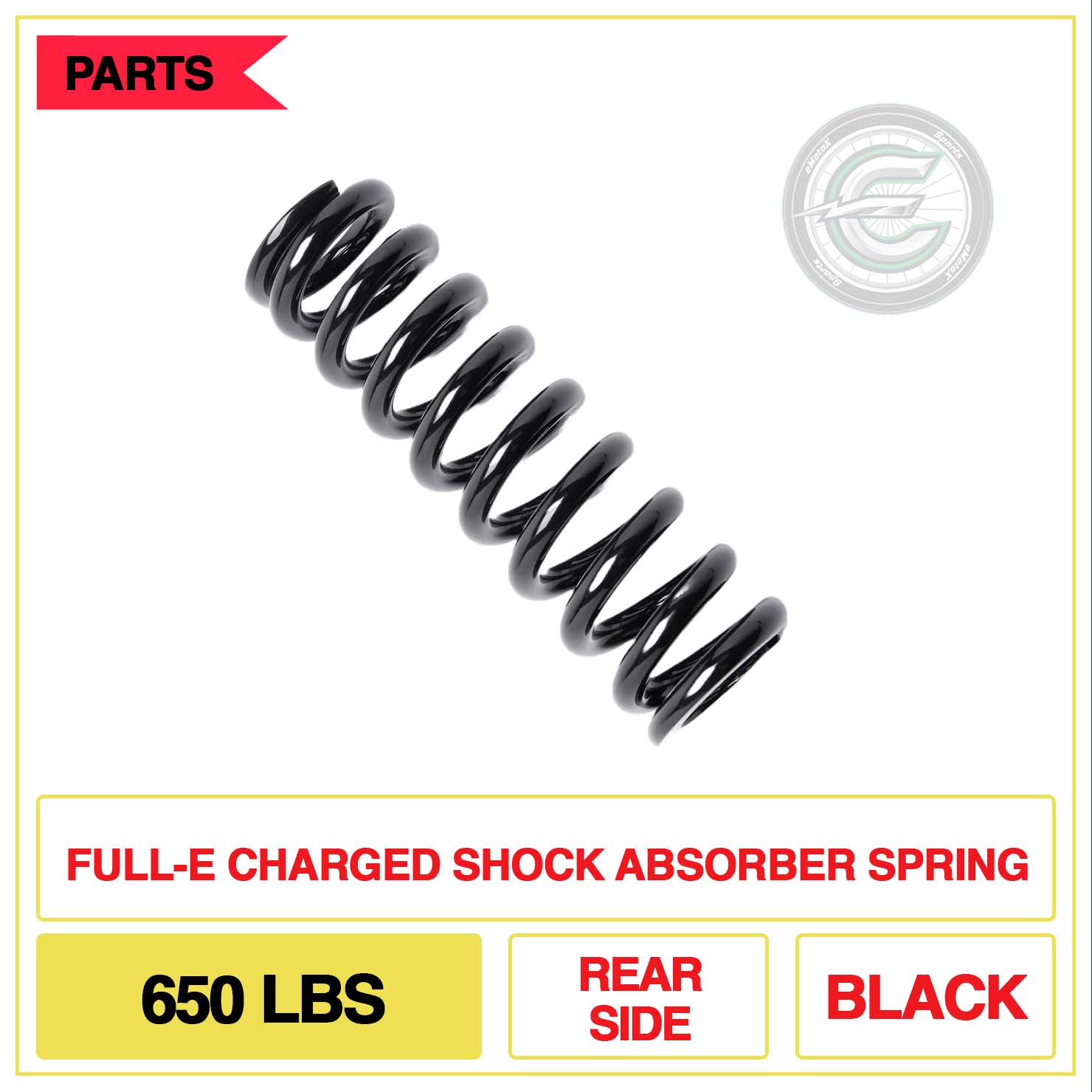 Full-E Charged Shock Absorber Spring 650lbs Rear Side Black | eMotoX Sports