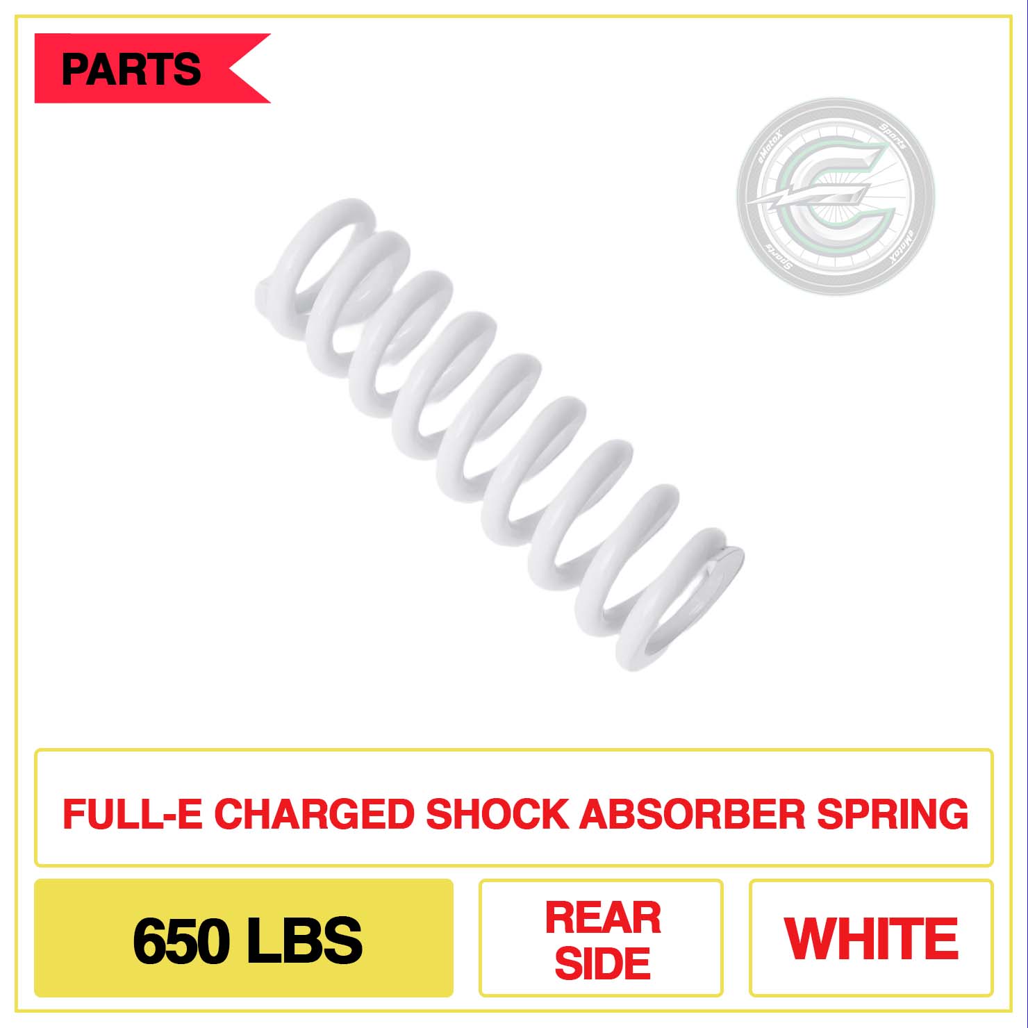Full-E Charged Shock Absorber Spring 650lbs Rear Side White | eMotoX Sports