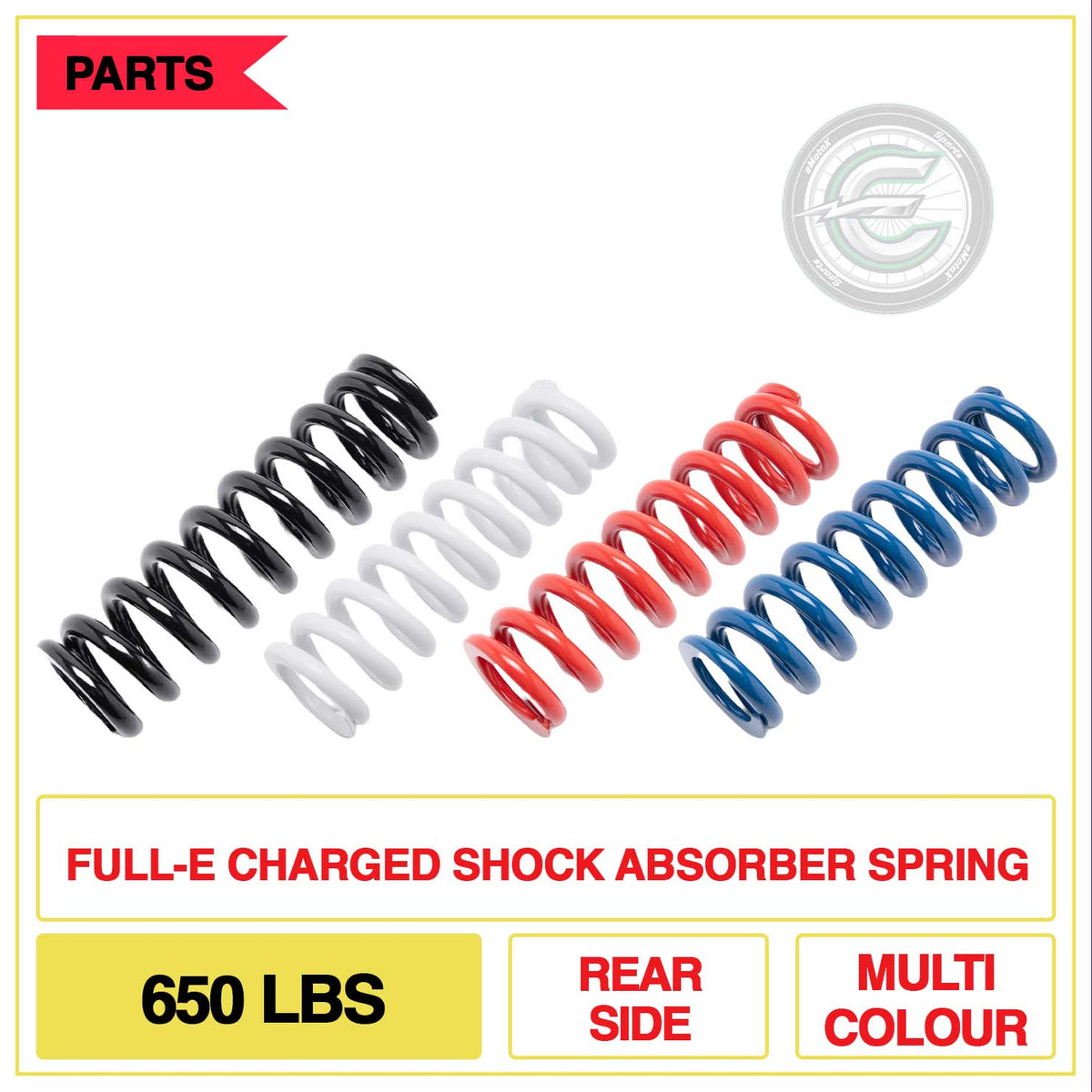 Full-E Charged Shock Absorber Spring 650lbs Rear Side Multi Colour | eMotoX Sports
