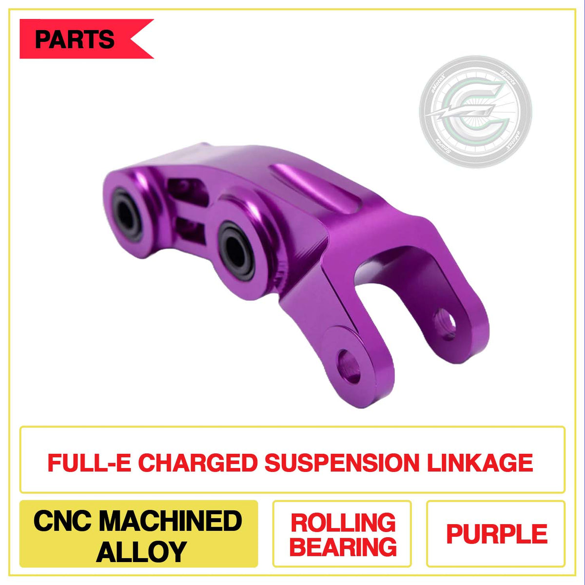 Full-E Charged Suspension Linkage CNC Machined Rolling Bearing Purple | eMotoX Sports
