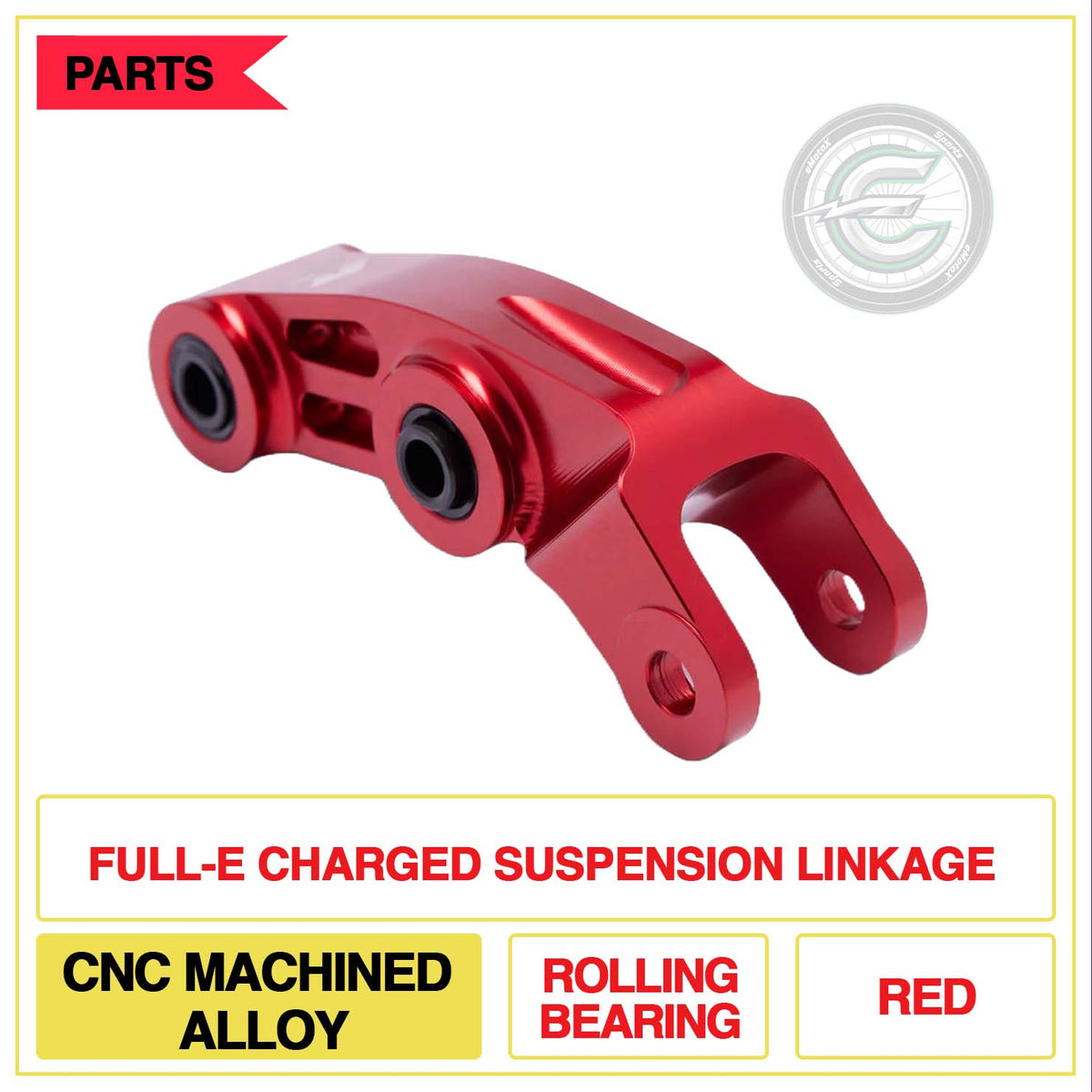 Full-E Charged Suspension Linkage CNC Machined Rolling Bearing Red | eMotoX Sports