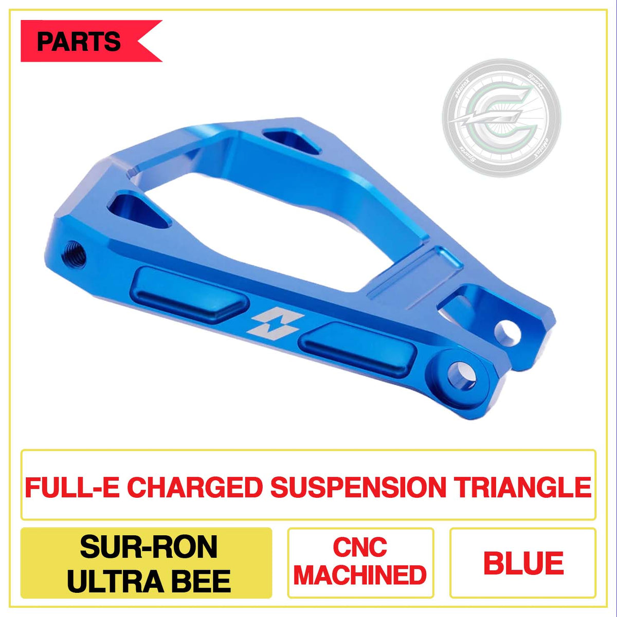 Full-E Charged Suspension Triangle Sur-Ron Ultra Bee CNC Machined Multi Colour Blue | eMotoX Sports