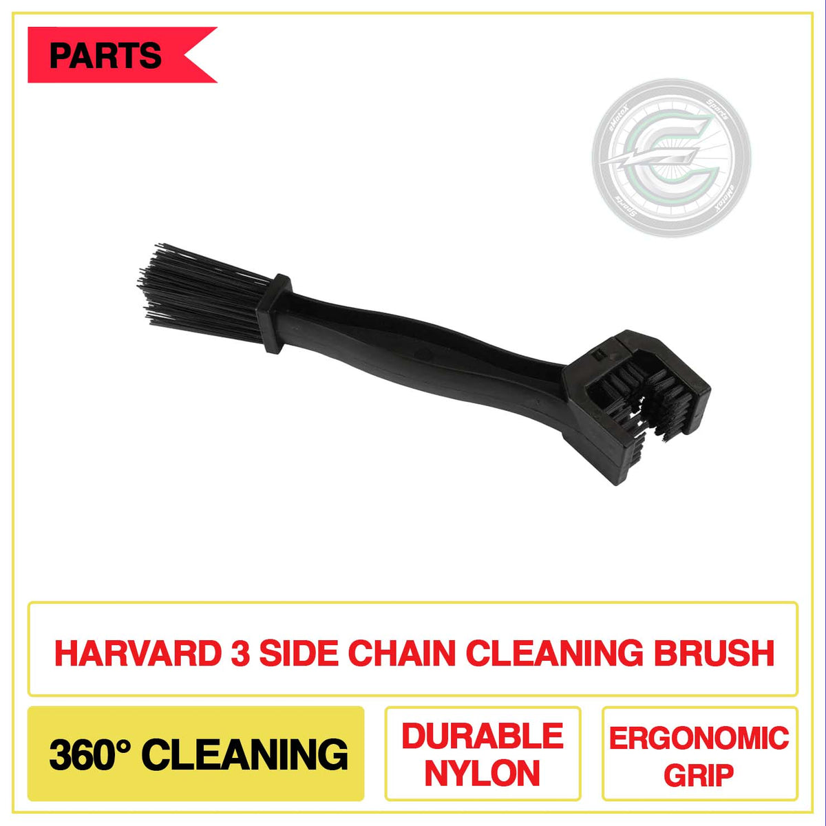 Harvard 3 Side Chain Cleaning Brush 360 Cleaning Durable Nylon Ergonomic Grip | eMotoX Sports