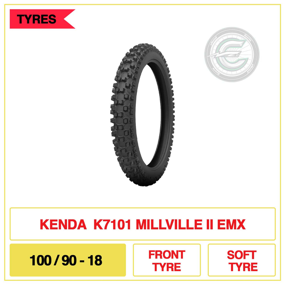 Kenda 100/90-18 K7101 Millville II EMX Soft Front Tyre | eMotoX Sports