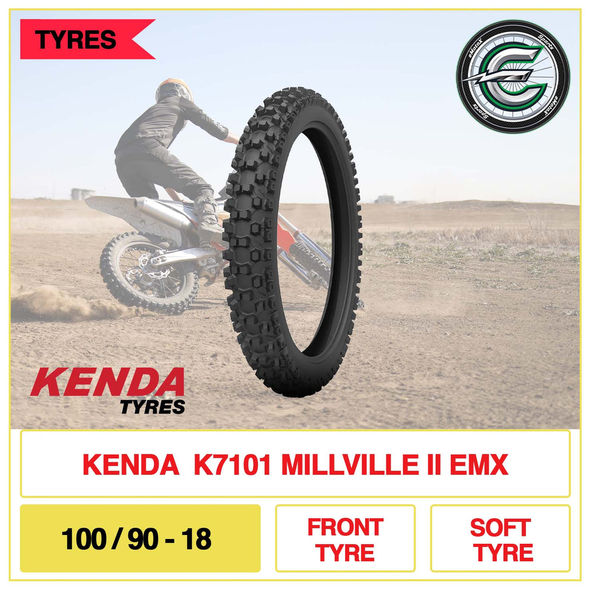 Kenda K7101 Millville II EMX 100/90-18 Front Tyre Soft Tyre | eMotoX Sports