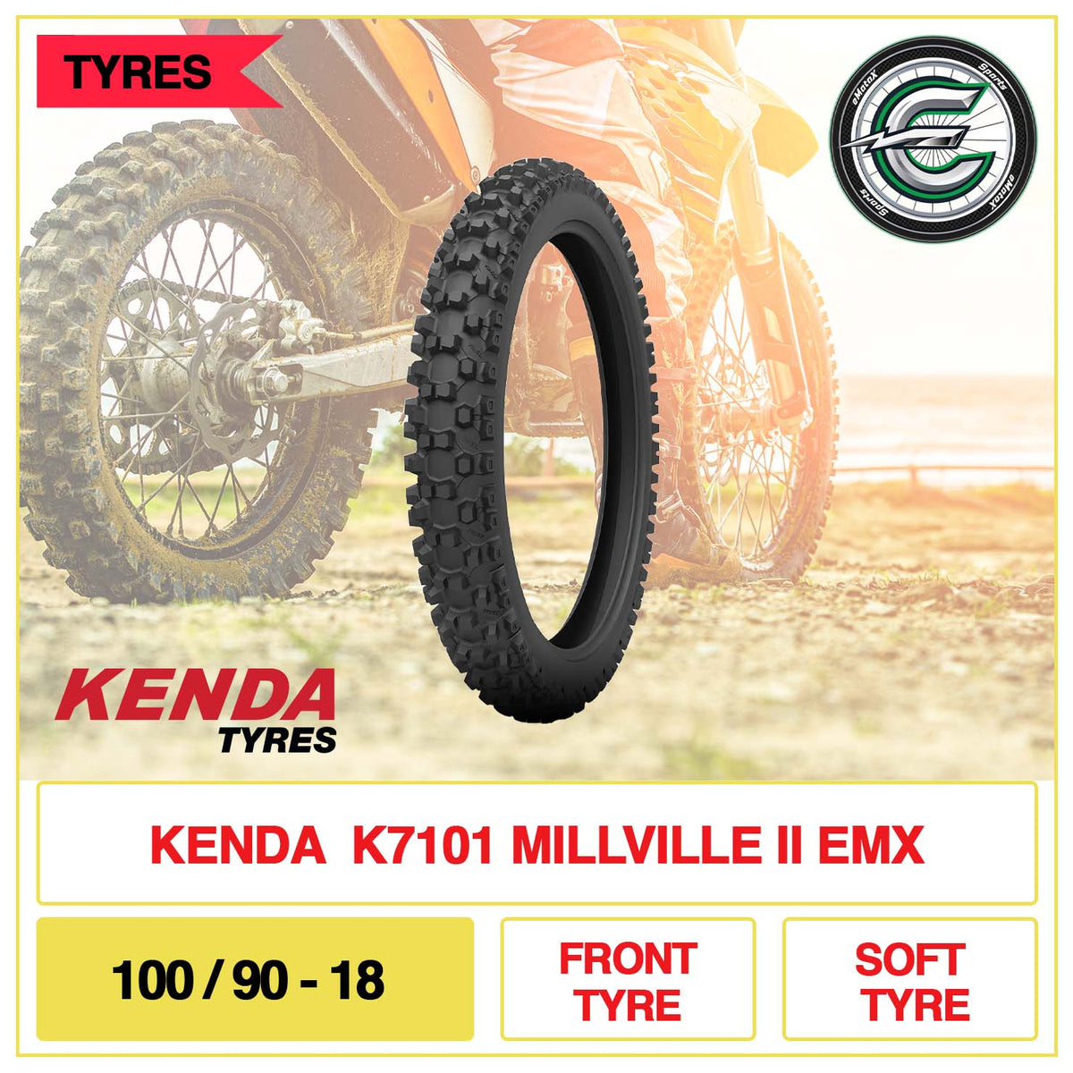 Kenda K7101 Millville II EMX 100/90-18 Front Tyre Soft Tyre | eMotoX Sports