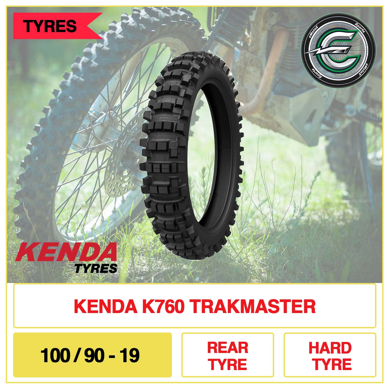 Kenda K760 Trackmaster 100/90-19 Rear Tyre Hard Tyre | eMotoX Sports