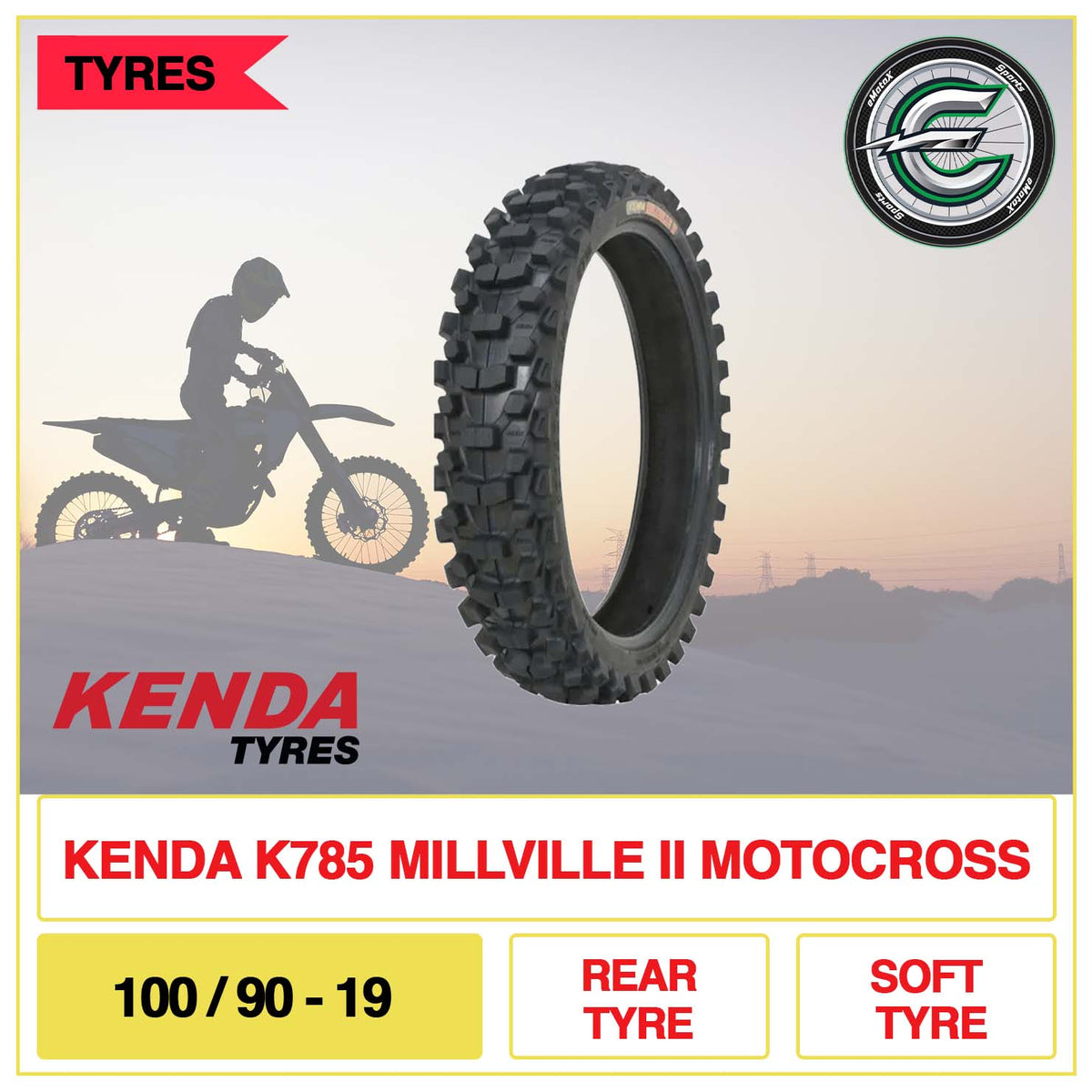 Kenda K785 Millville II Motocross 100/90-19 Rear Tyre Soft Tyre | eMotoX Sports