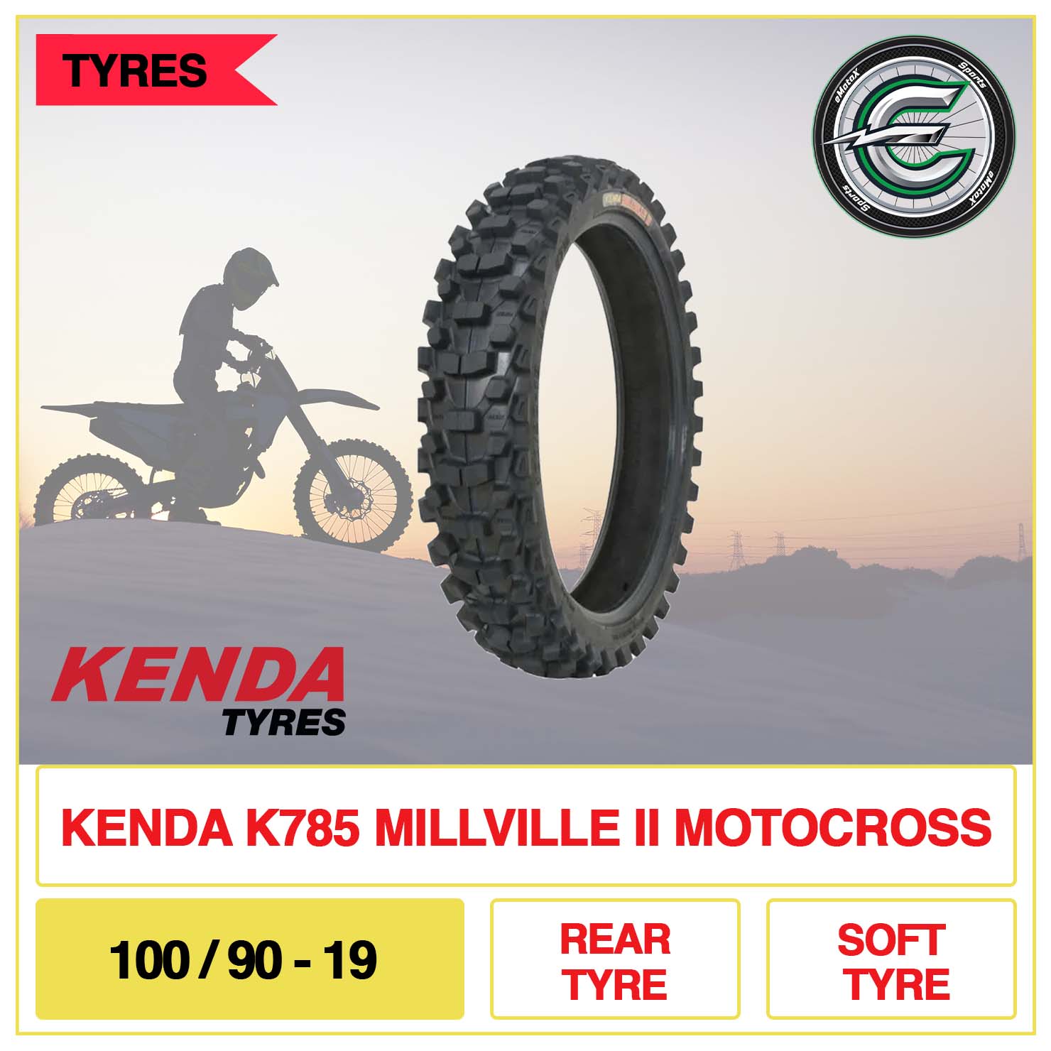 Kenda K785 Millville II Motocross 100/90-19 Rear Tyre Soft Tyre | eMotoX Sports