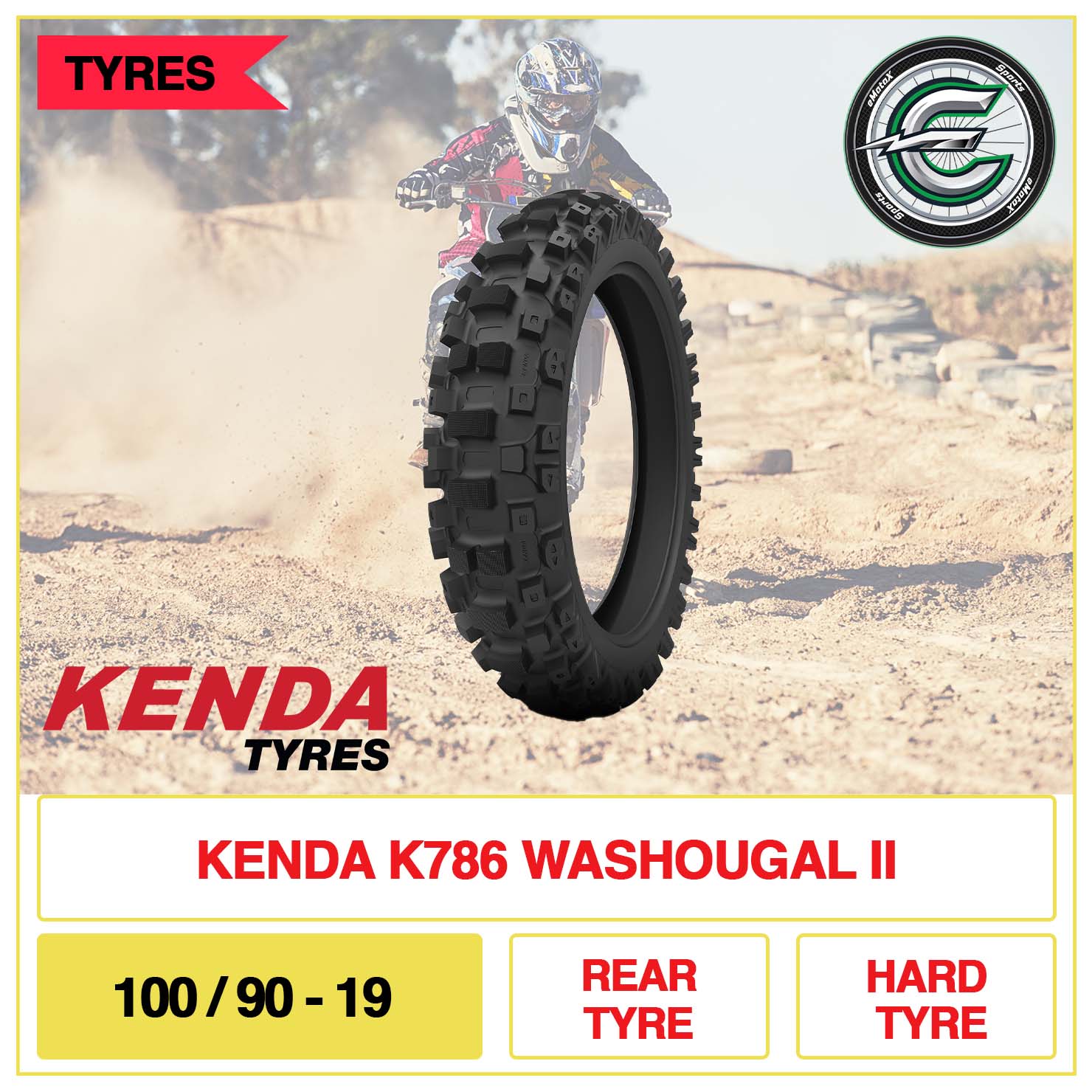 Kenda K786 Washougal II 100/90-19 ear Tyre Hard Tyre | eMotoX Sports