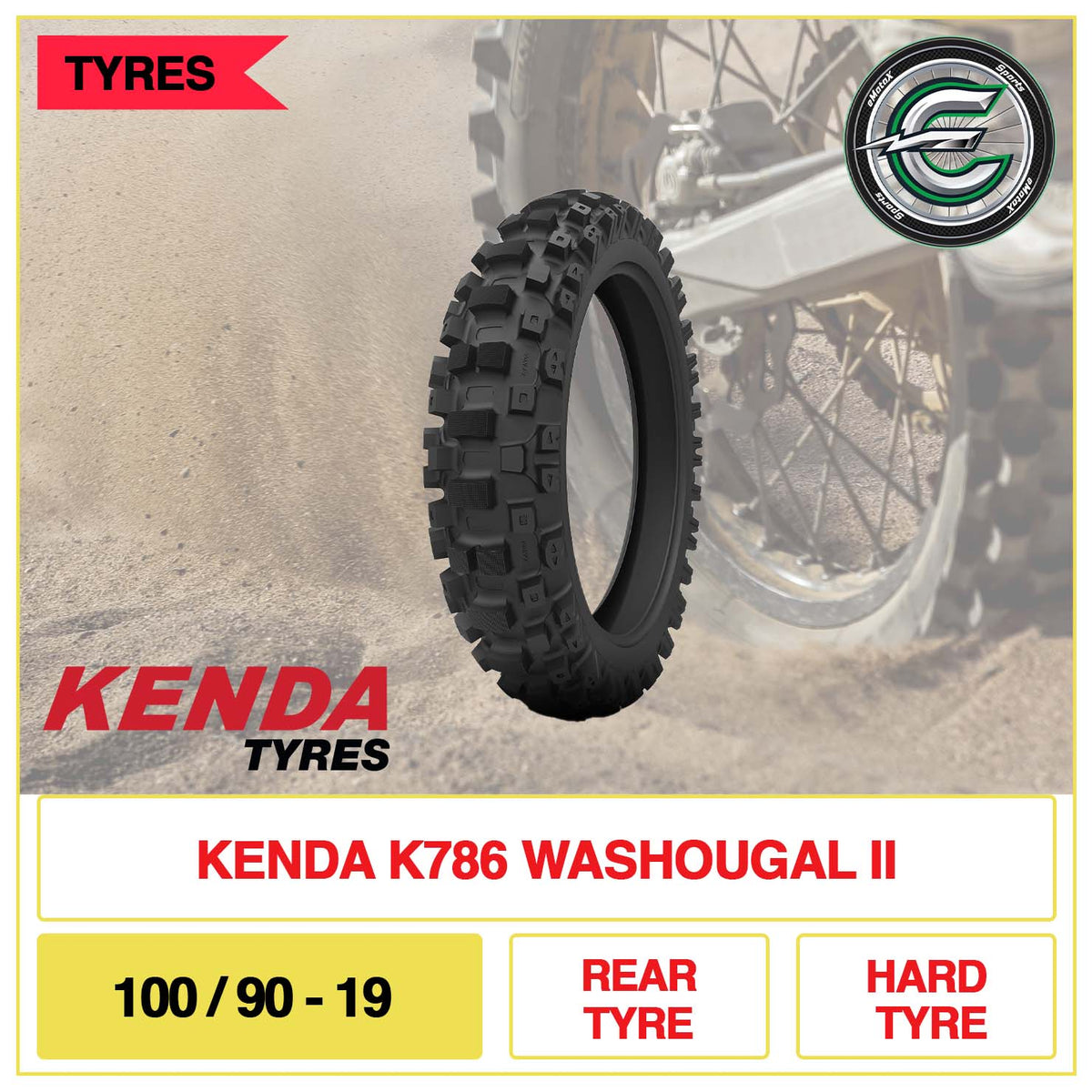 Kenda K786 Washougal II 100/90-19 ear Tyre Hard Tyre | eMotoX Sports