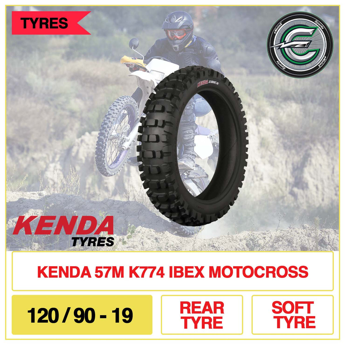 Kenda 57M K774 IEX Motocross 120/90-19 ear Tyre Soft Tyre| eMotoX Sports