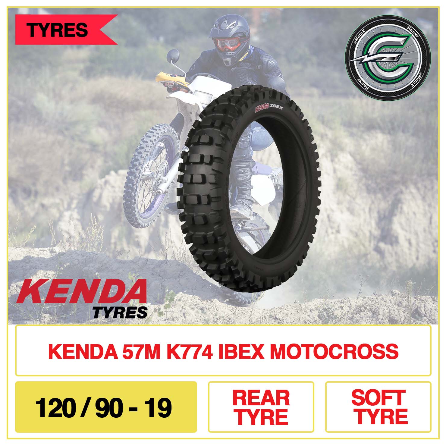 Kenda 57M K774 IEX Motocross 120/90-19 ear Tyre Soft Tyre| eMotoX Sports