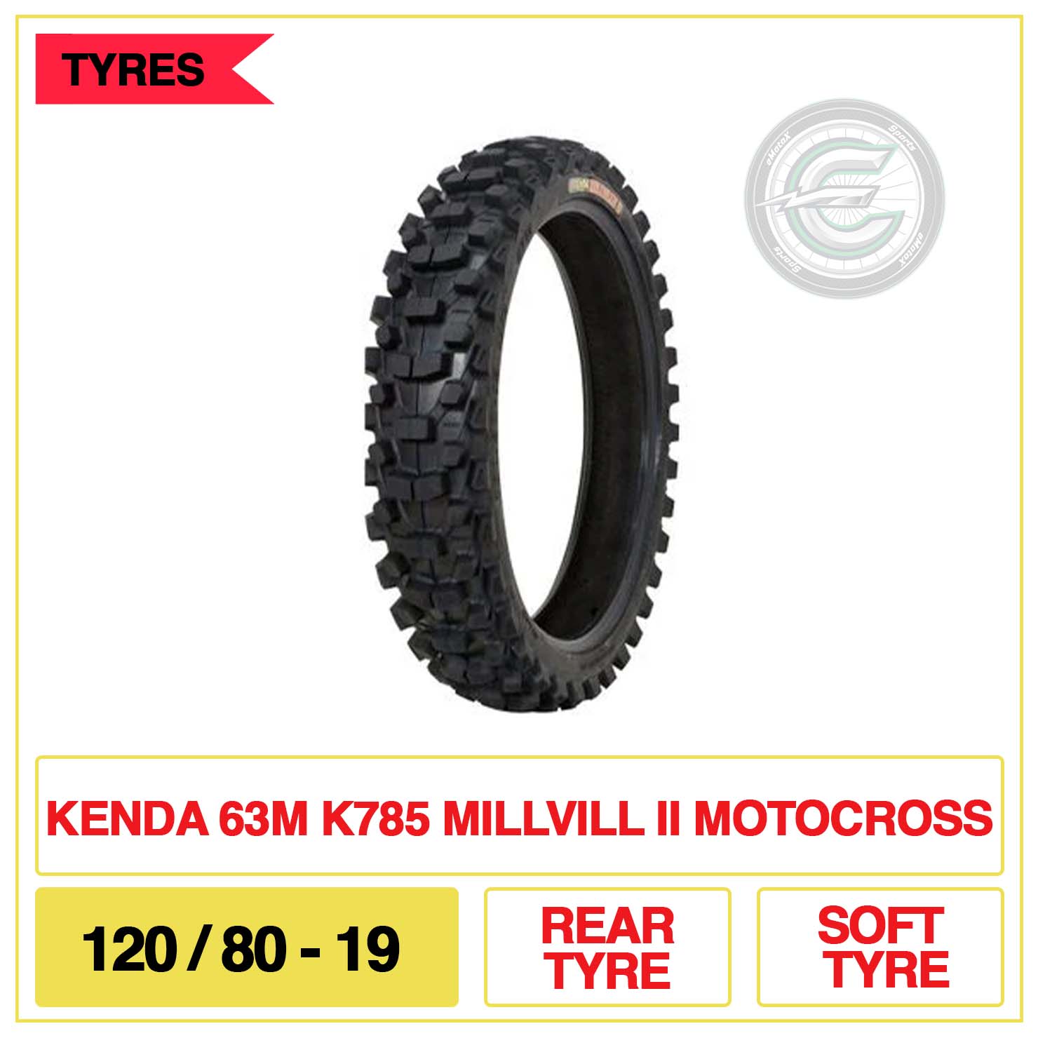 Kenda 63M K785 Millvill II Motocross 120/80-19 Rear Tyre Soft Tyre | eMotoX Sports