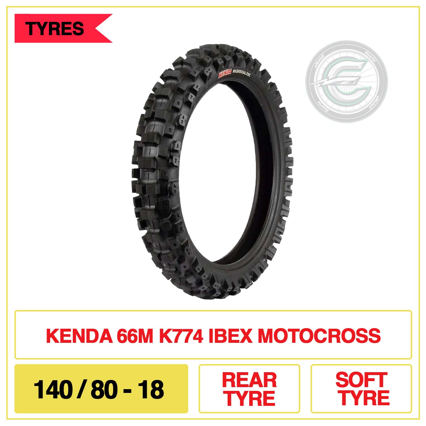Kenda 66M K774 IBEX Motocross 140/80-18 Rear Tyre Soft Tyre | eMotoX Sports
