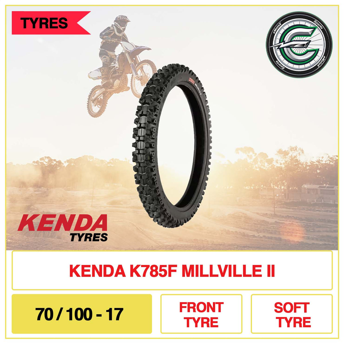 Kenda K785F Millville II 70/100-17 front Tyre Soft Tyre | eMotoX Sports