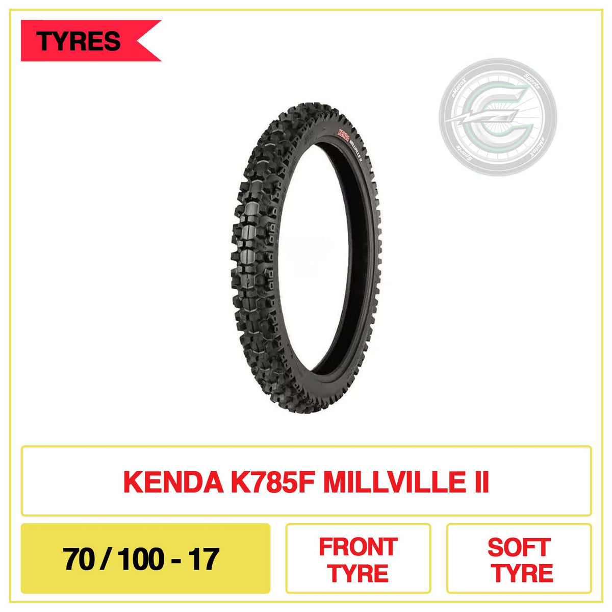 Kenda 70/100-17 K785F Millville II Front Soft Tyre | eMotoX Sports