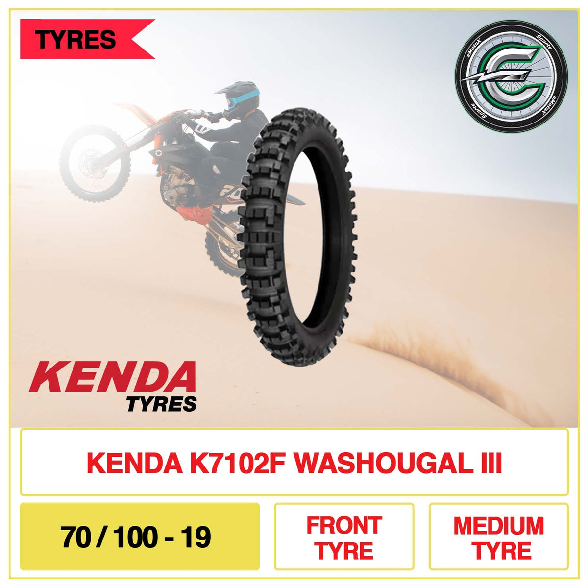 Kenda K7102F Washougal III 70/100-19 Front Tyre Medium Tyre | eMotoX Sports