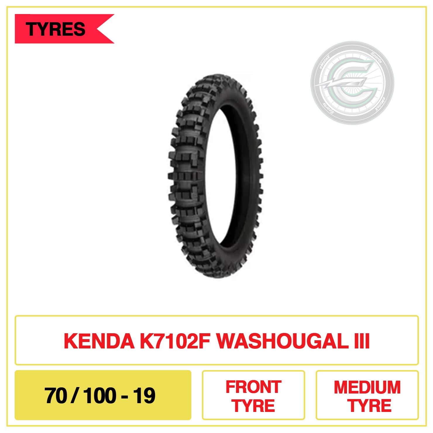 Kenda 70/100-19 K7102F Washougal III Medium Front Tyres | eMtotoX Sports