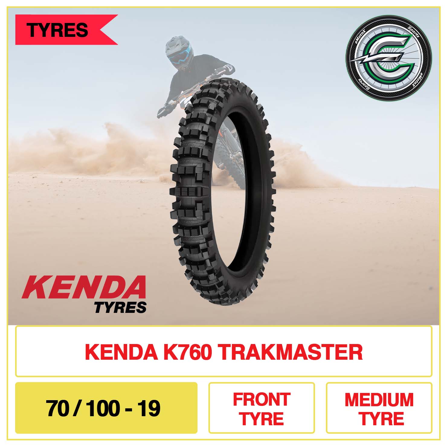 Kenda K760 Trackmaster 70/100-19 Front Tyre Medium | eMotoX Sports
