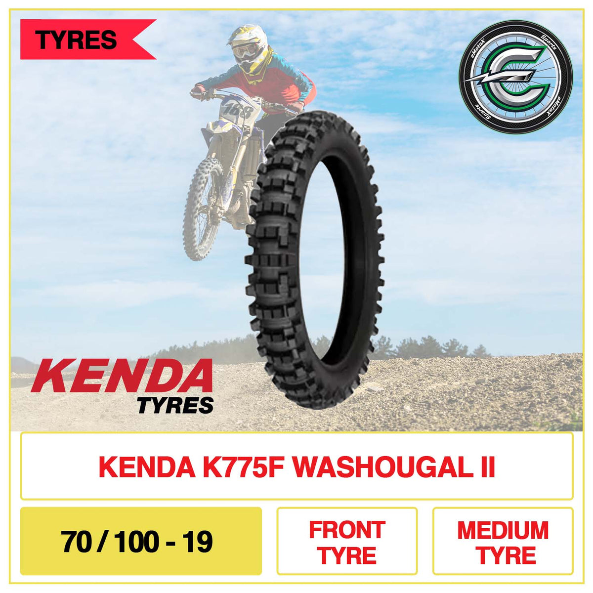 Kenda K775F Washougal II 70/100-19 Front Tyre Medium Tyre | eMotoX Sports