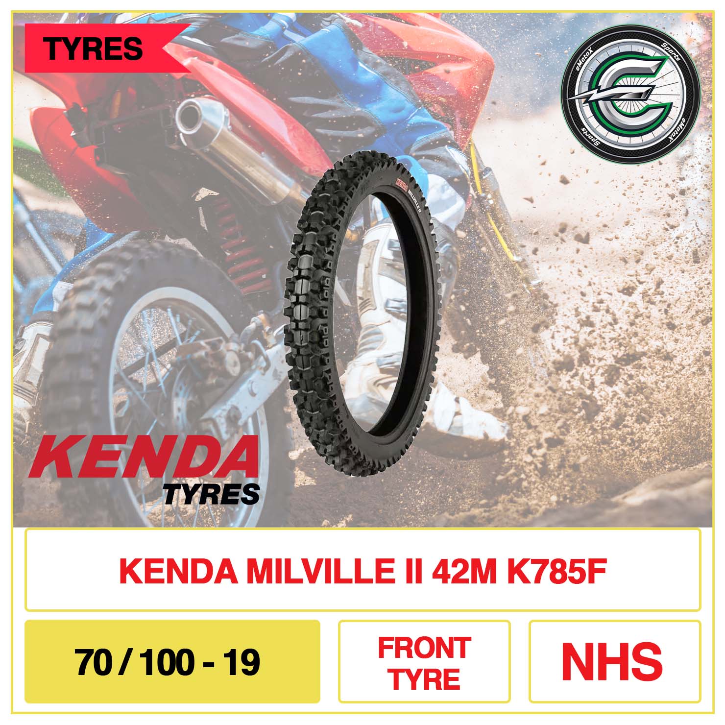 Kenda Milville II 42M K785F 70/100-19 Front Tyre NHS | eMotoX Sports