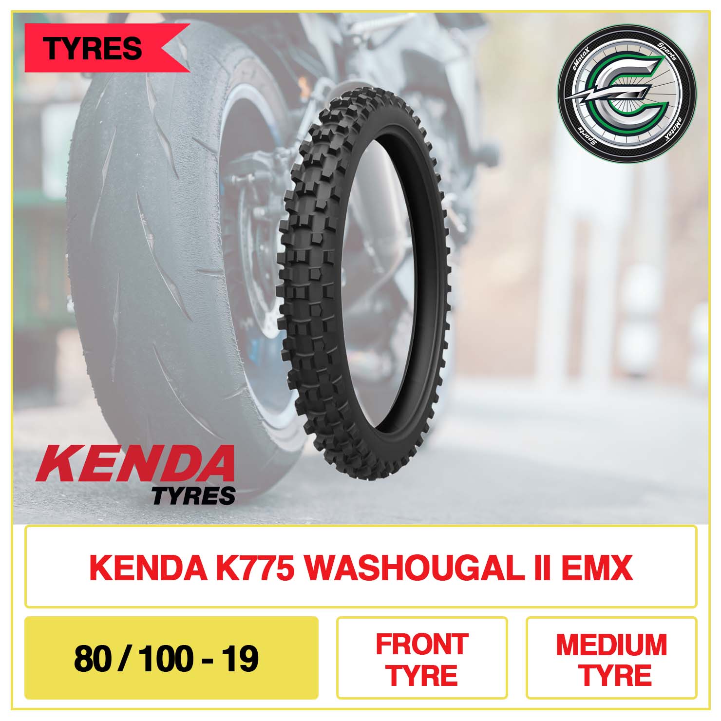 Kenda K775 Washougal II EMX 80/100-19 Front Tyre Medium | eMotoX Sports