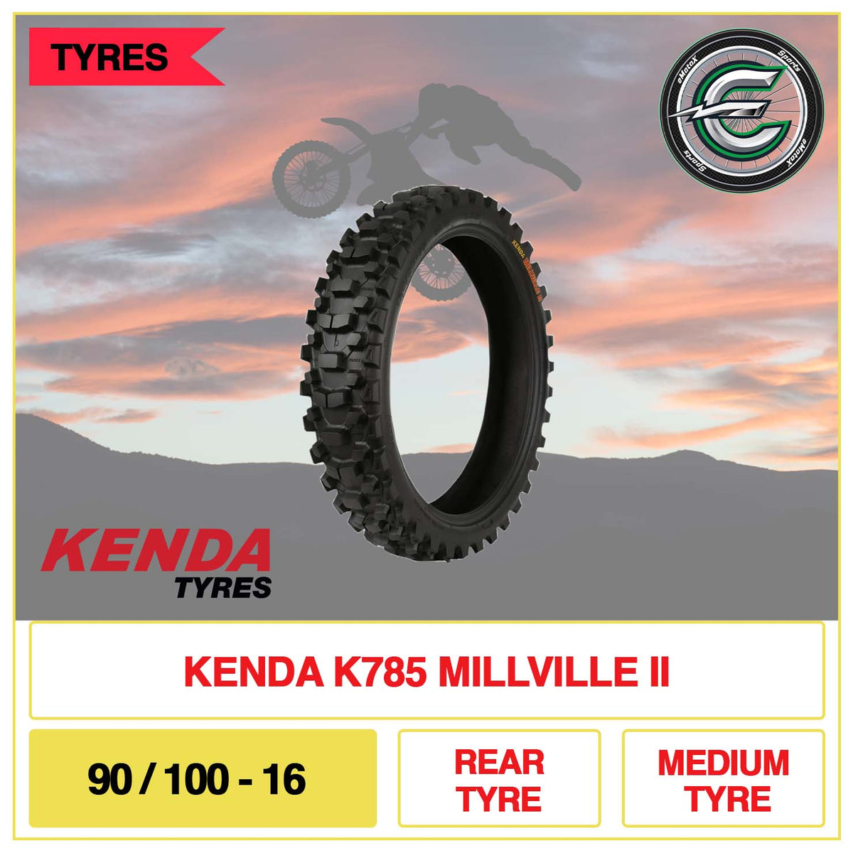 Kenda K785 Millville II 90/100-16 rear motocross tyre | eMotoX Sports