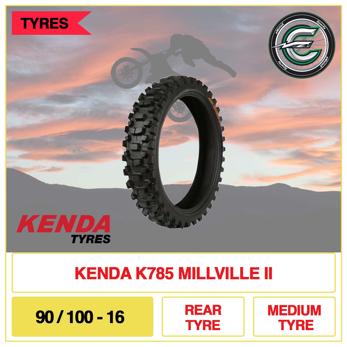 Kenda K785 Millville II 90/100-16 rear motocross tyre | eMotoX Sports