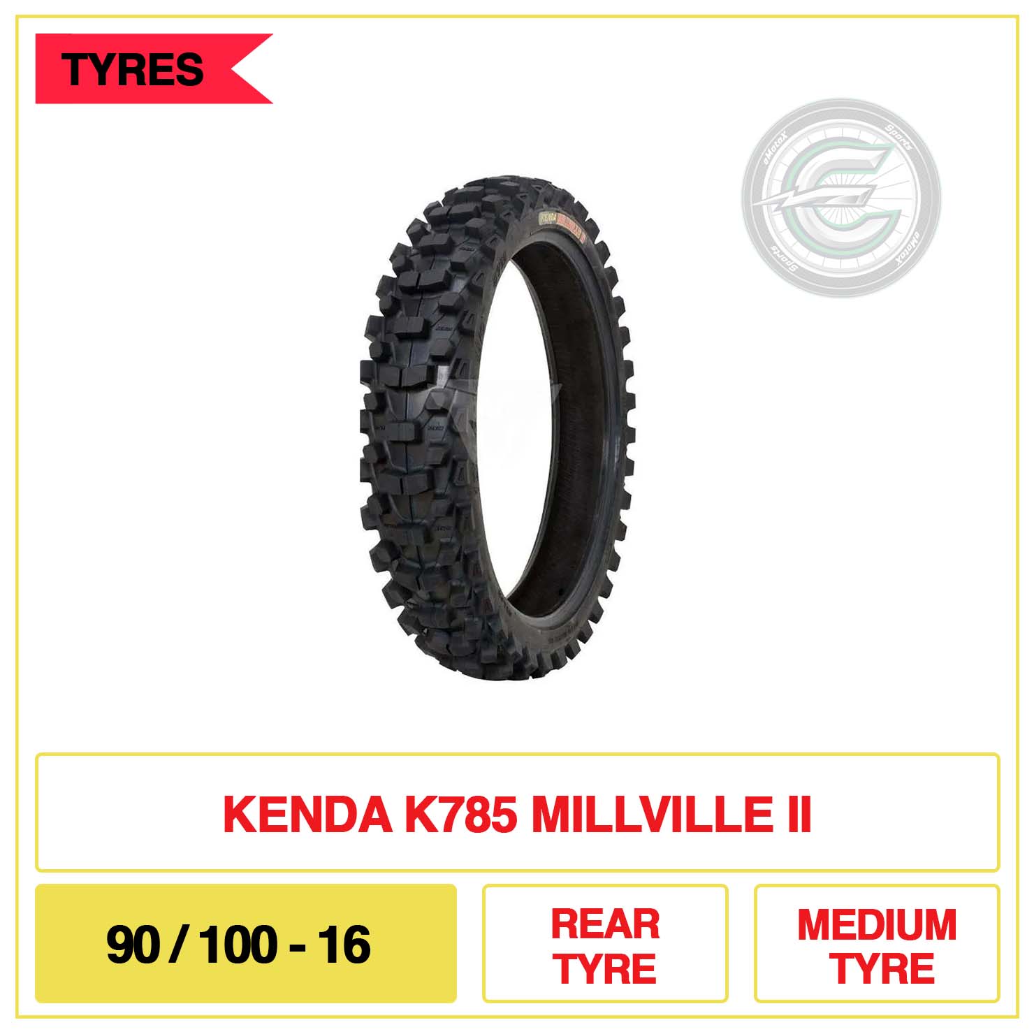 Kenda K785 Millville II 90/100-16 rear motocross tyre | eMotoX Sports