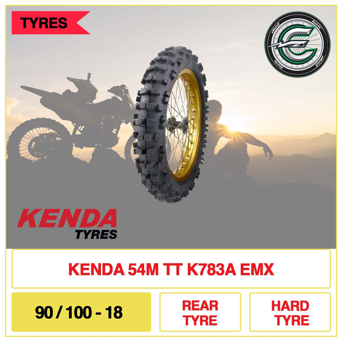 Kenda 54M TT K783A EMX 90/100-18 Rear Tyre Hard Tyre | eMotoX Sports