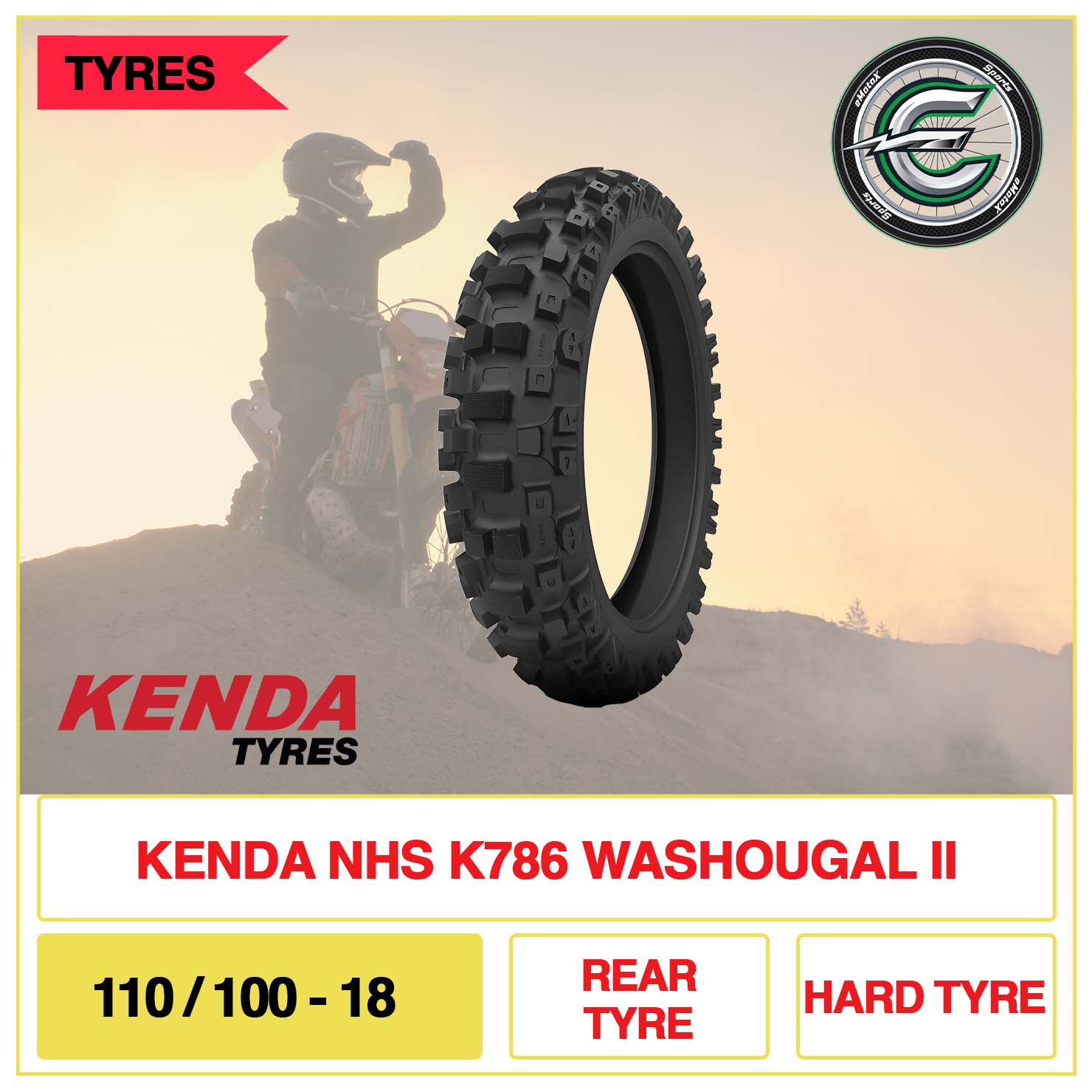 Kenda NHS K786 Washougal II 110/100-18 Rear Tyre Hard Tyre | eMotoX Sports