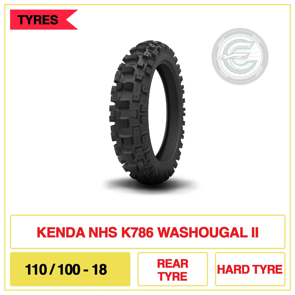 Kenda NHS K786 Washougal II 110/100-18 Rear Tyre Hard Tyre | eMotoX Sports