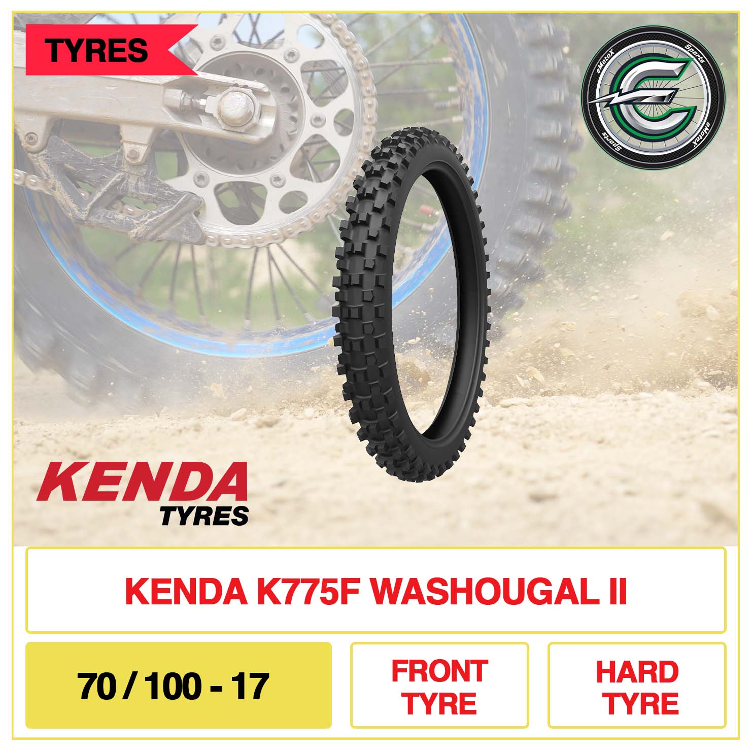 Neumático delantero Kenda 70/100-17 K775F Washougal II: la confianza y el control que necesitas para superar tus límites