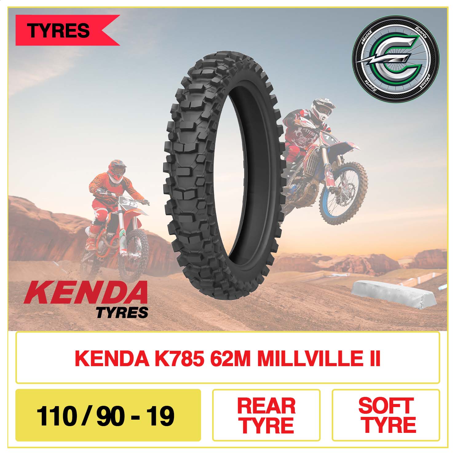Kenda K785 62M Millville II 110/90-19 Rear Tyre Sofy Tyre | eMotoX Sports