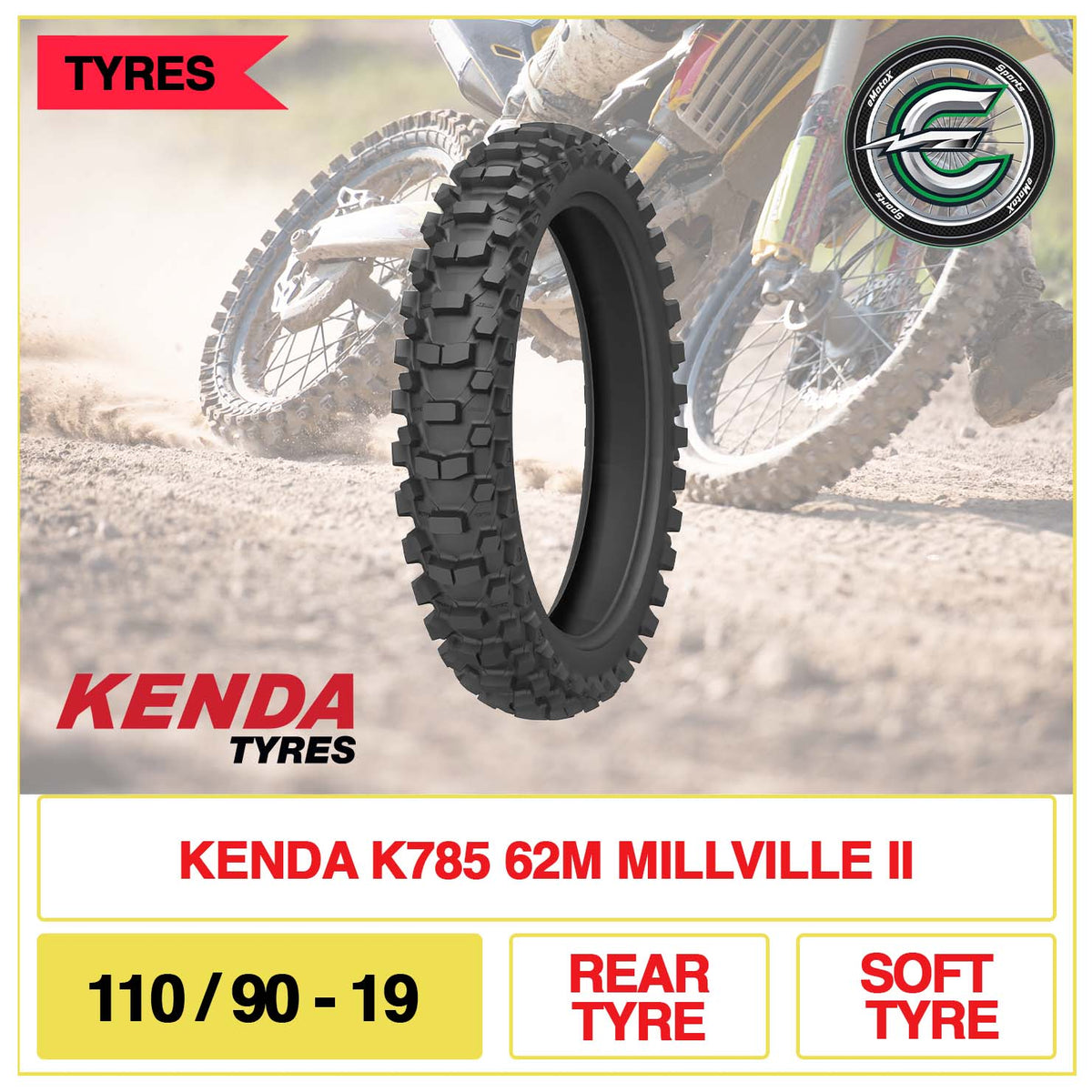 Kenda K785 62M Millville II 110/90-19 Rear Tyre Sofy Tyre | eMotoX Sports
