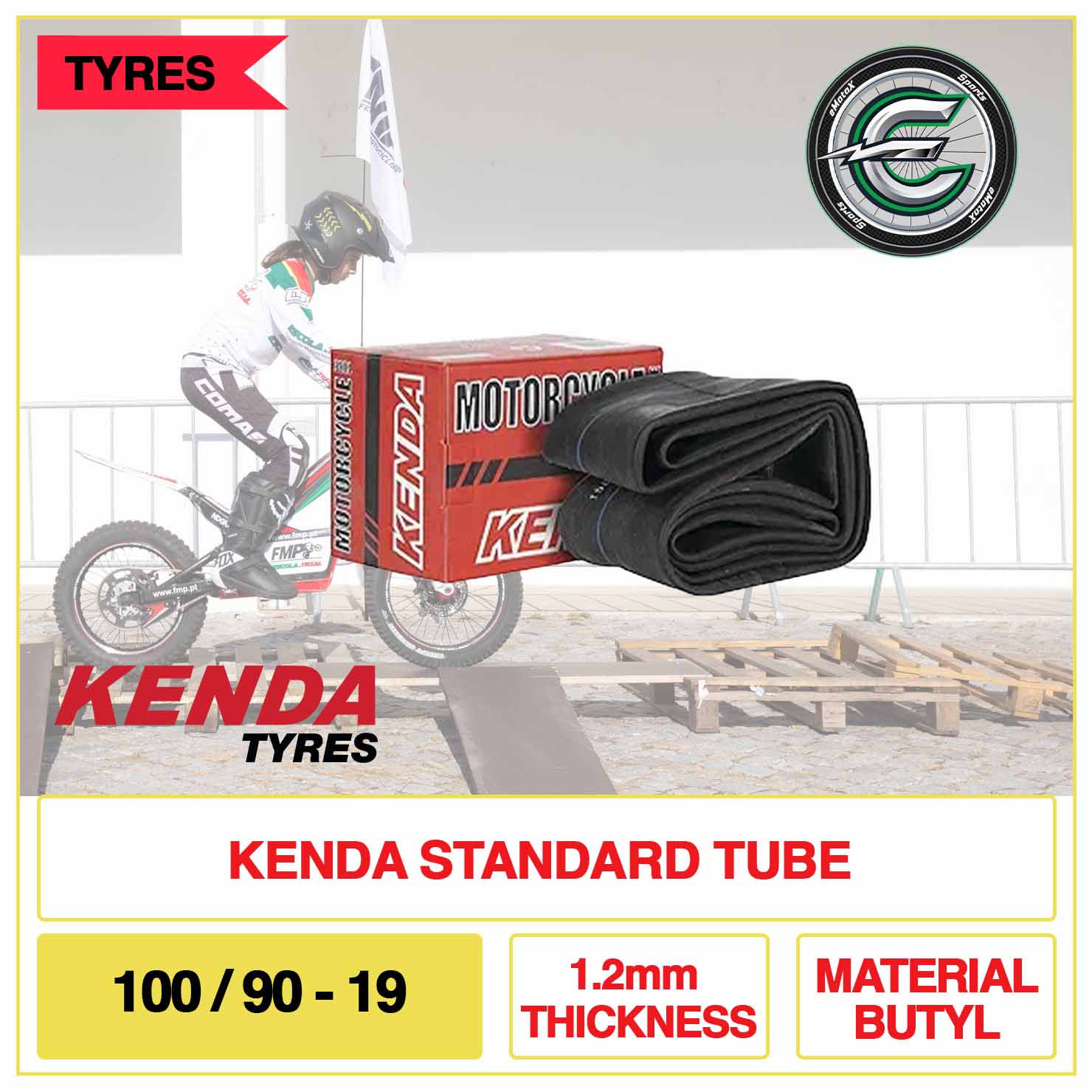 Kenda Standard Tube 100/90-19 1.2mm Thickness Material Butyl | eMotoX Sports