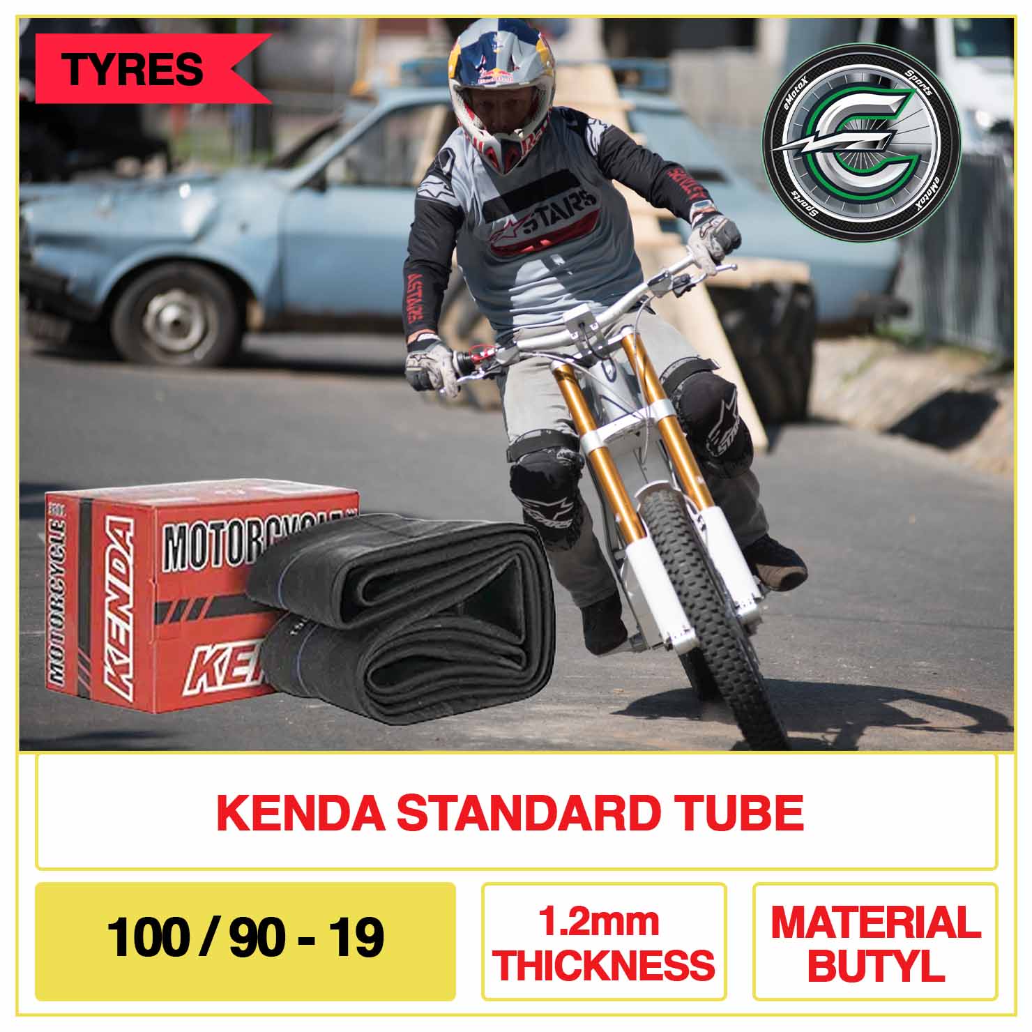 Kenda Standard Tube 100/90-19 1.2mm Thickness Material Butyl Adventure | eMotoX Sports